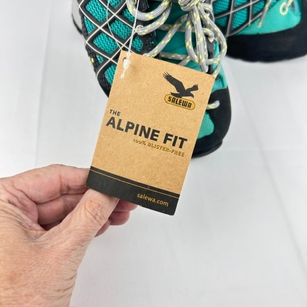 Salewa Wildfire Womens Hiking Shoes Teal Yellow Vibram Approach Alpine Fit NWT - Picture 10 of 12